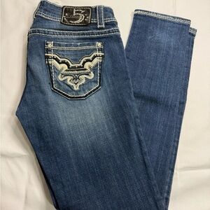 Studio Blue Boot Cut Jeans with Embroidered Design